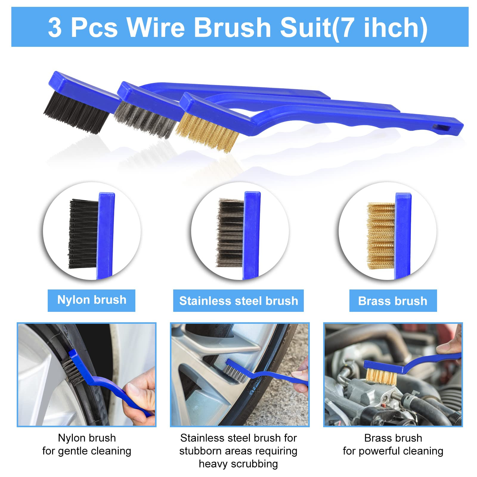 Car Washing Kit 23 Pcs Auto Detailing Brush Blue For Wheels Dashboard Cleaning