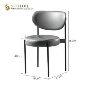 Quality Stainless Steel Frame Grey Leather Dining Chairs 41cm Width Modern Room Chair wholesale