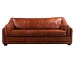 Full Grain Antique Leather Sofa With Diamond Side