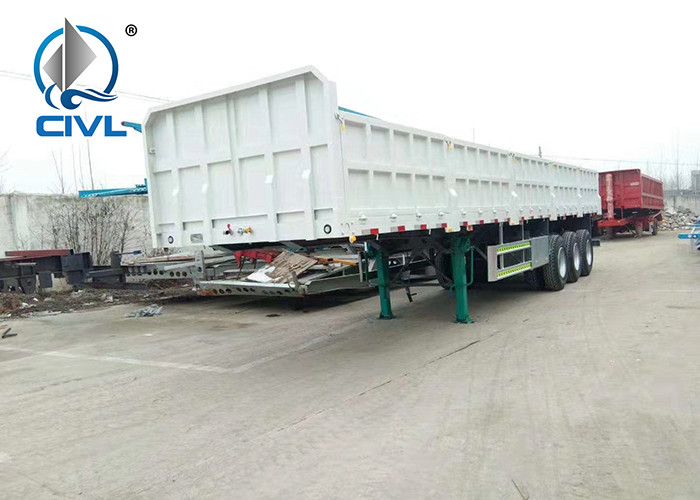 Hydraulic Tipper Trailer 3 Axle 60 Tons Loading Capacity, Dump Trailer Truck