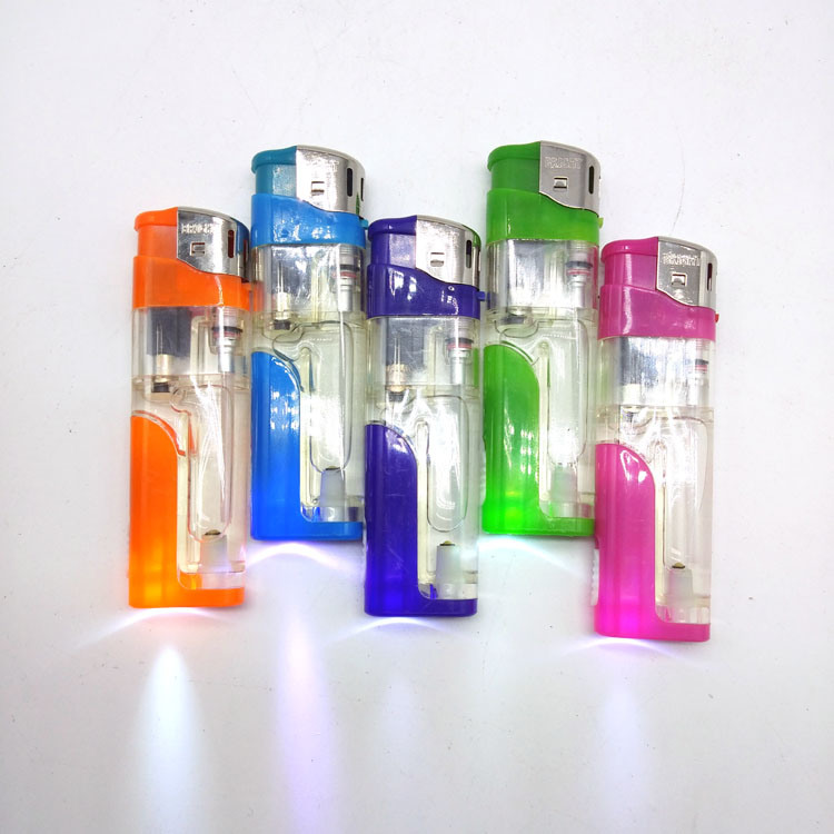 Good Quality Transparent Color Cigarette Lighter with LED Custom Logo Electric Lighter