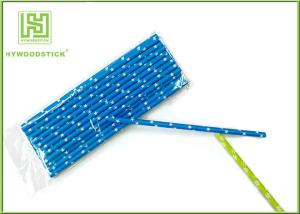 Quality Durable Navy Blue Polka Dot Paper Straws , Long Wedding Paper Straws wholesale