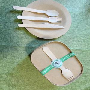 Quality 17 Cm Disposable Takeaway Brown Rectangle Kraft Paper Food Container With Cutlery Set In Restaurants Fast Food Store wholesale