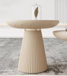 PU Pedestal Marble Top Wood Coffee Table Round Bowl Shaped