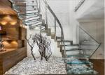 Residential Metal Spiral Staircase Stainless Steel Railing Laminated Glass