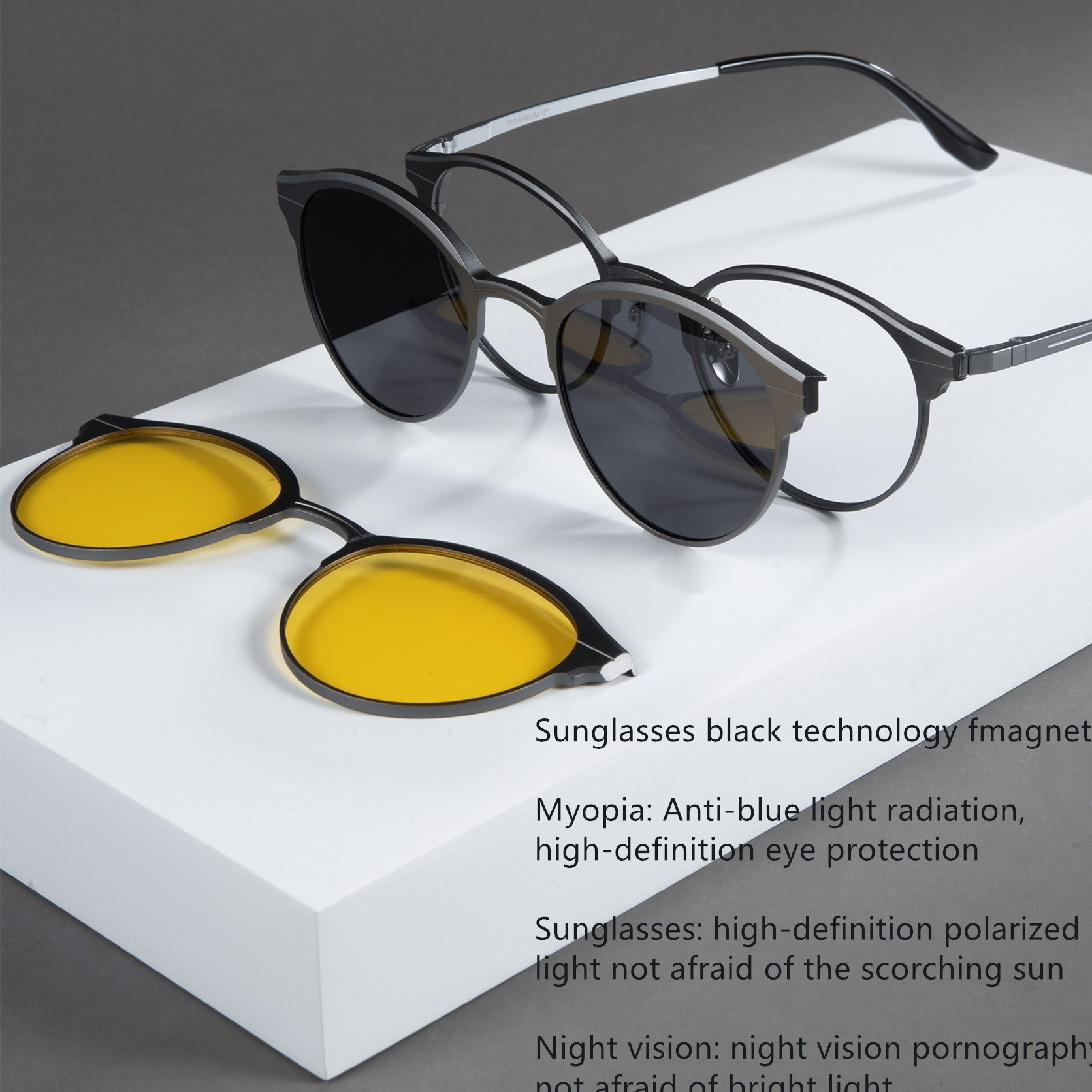 Full Rim Frame Magnetic Pure Titanium Business Aluminum Clip On Glasses