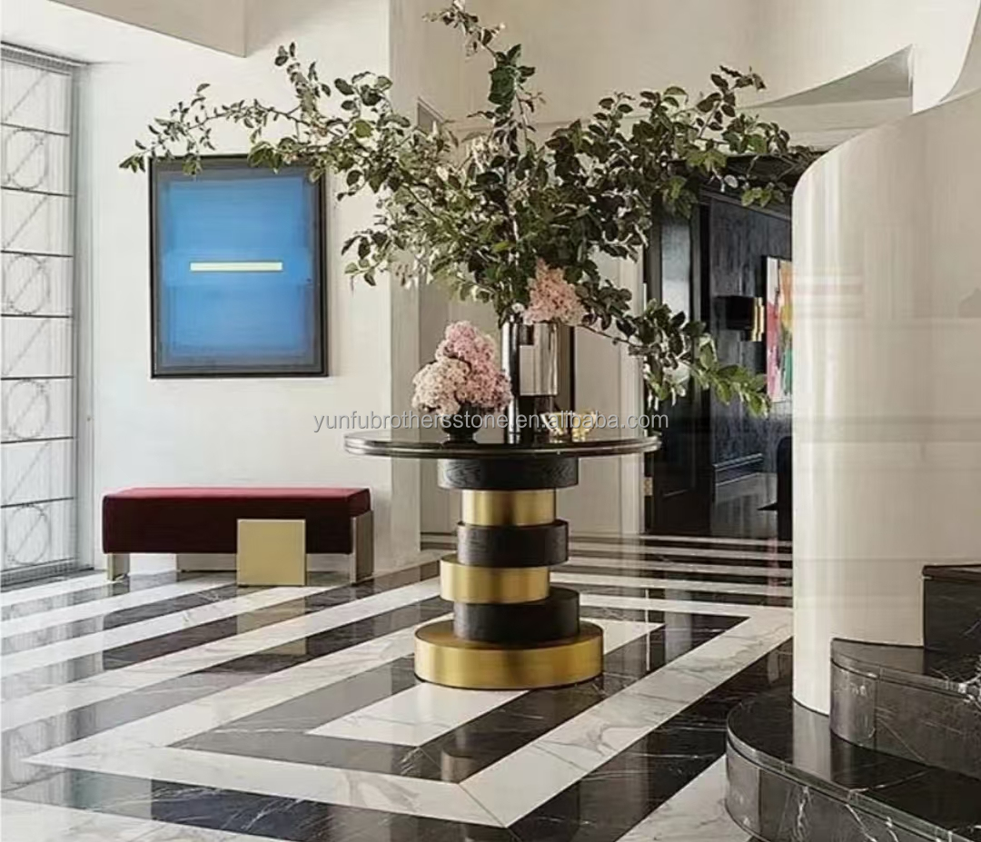 Modern Nero Marquina Black White Stipe Marble Polished Natural Big Slabs for Indoor Hotel Villa