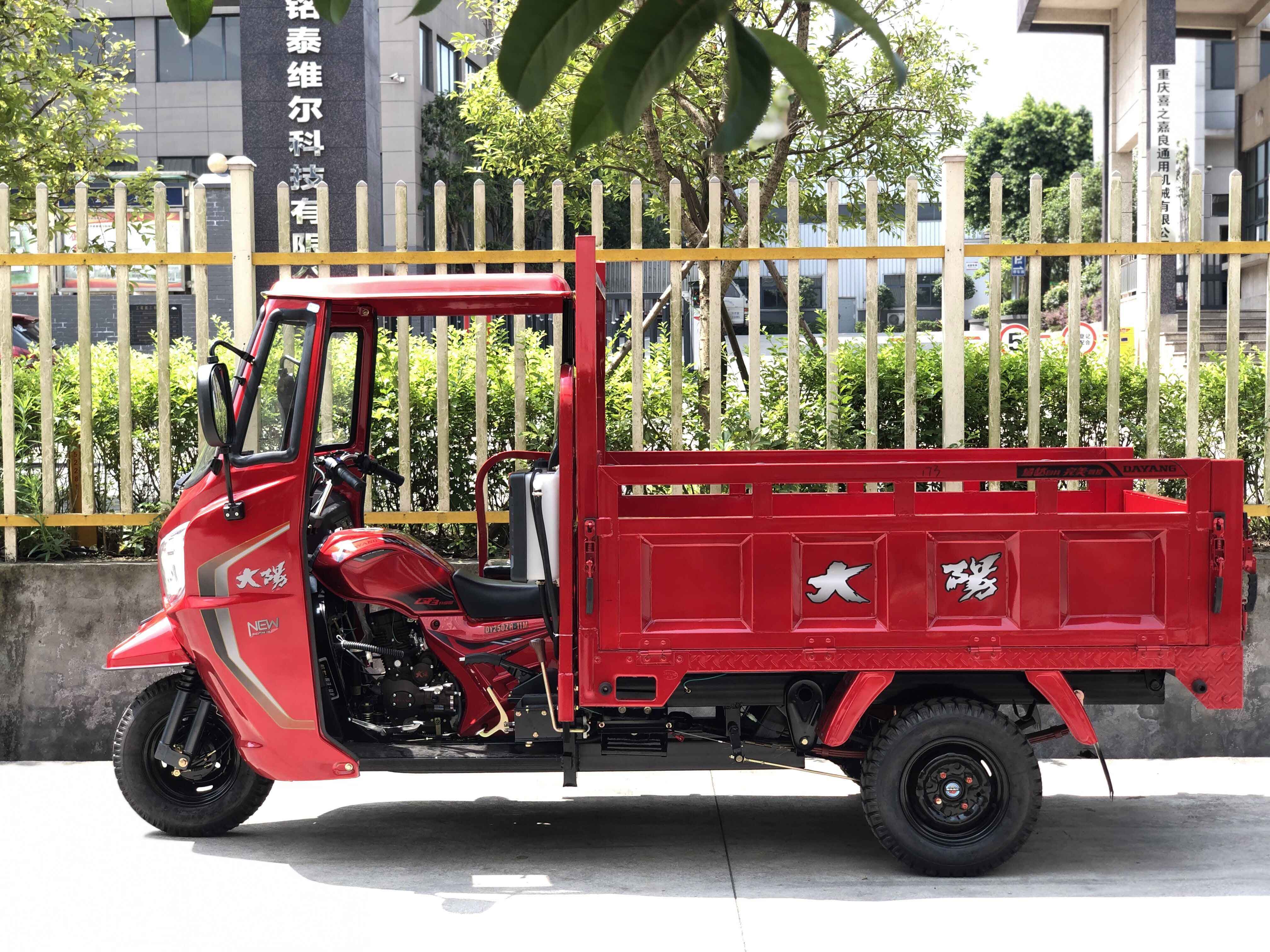 800W DAYANG Semi Cabin Cargo Tricycle with 250cc Engine and Hydraulic Strut Motorcycle
