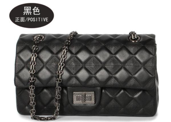 Sheepskin Womens Shoulder Handbags , Single Shoulder Chain Bag With Rhombus