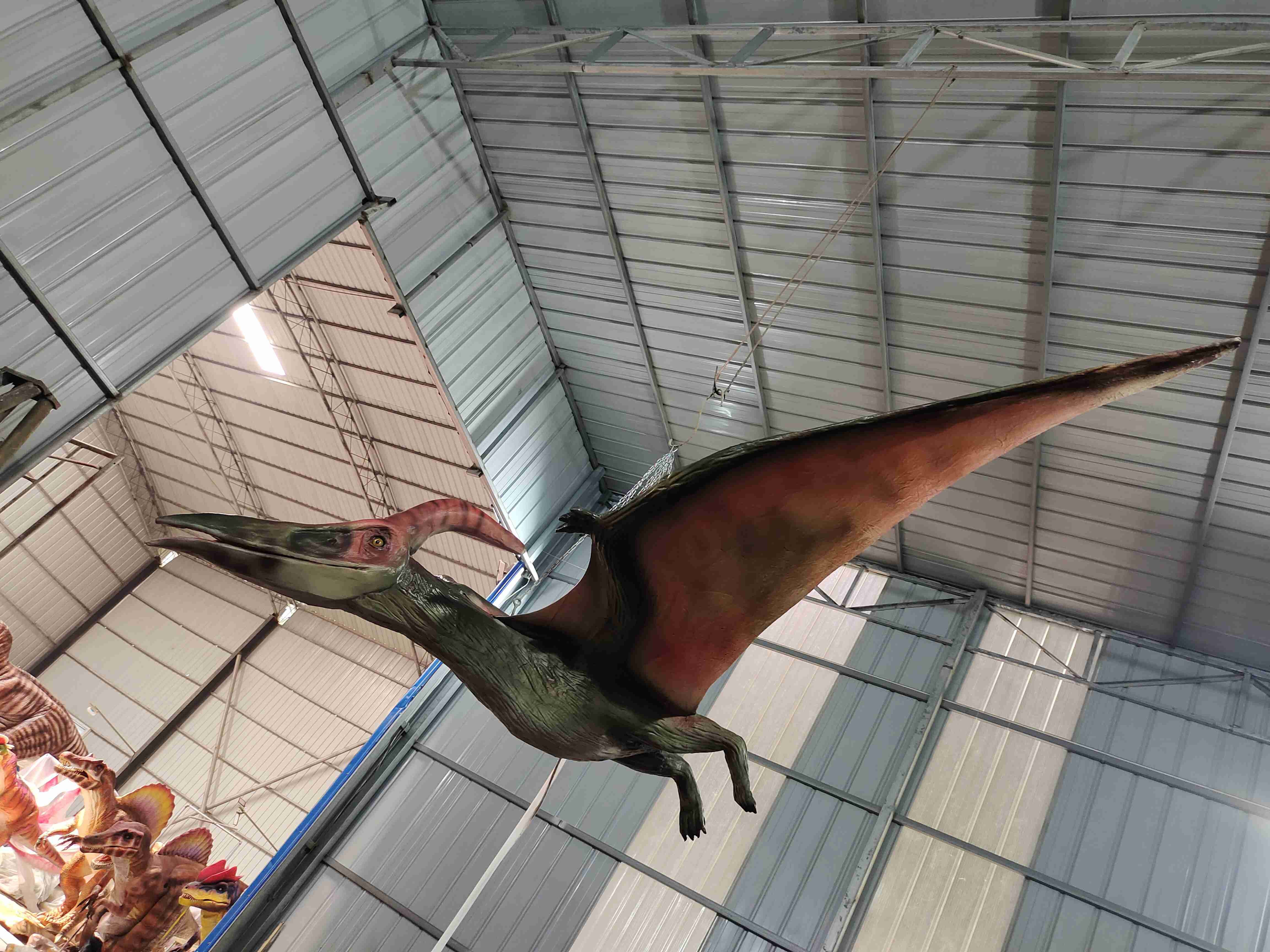 Life Size Realistic Dinosaur Animatronic Hang On Pterosaur With Sound