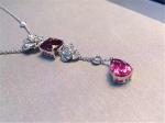 Piaget full diamonds red tourmaline rose necklace of 18kt gold with yellow gold
