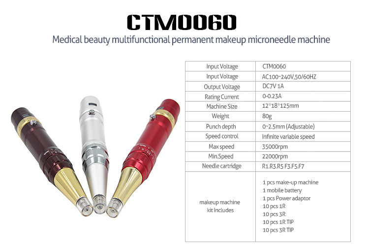 Medical Beauty Permanent Make Up Microneedle Machine 4 Colors Available