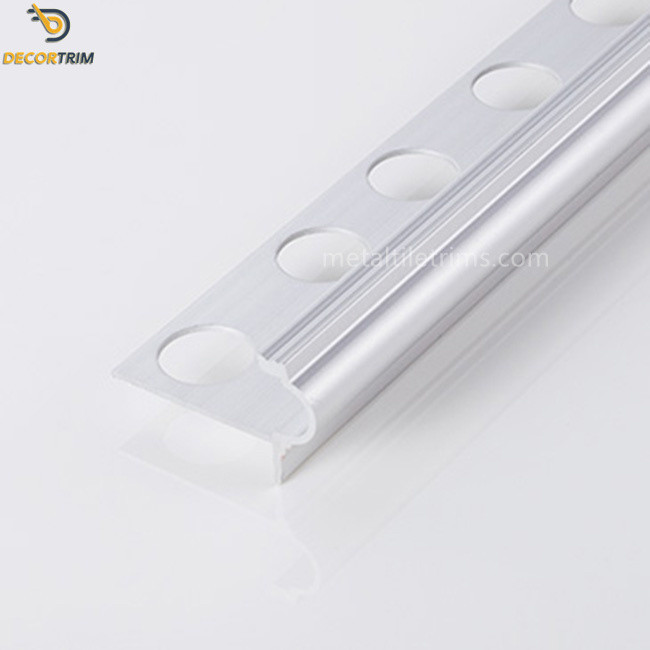 F Shape 9mm Tile Edge Trim For Steps High Glossy Silver Color