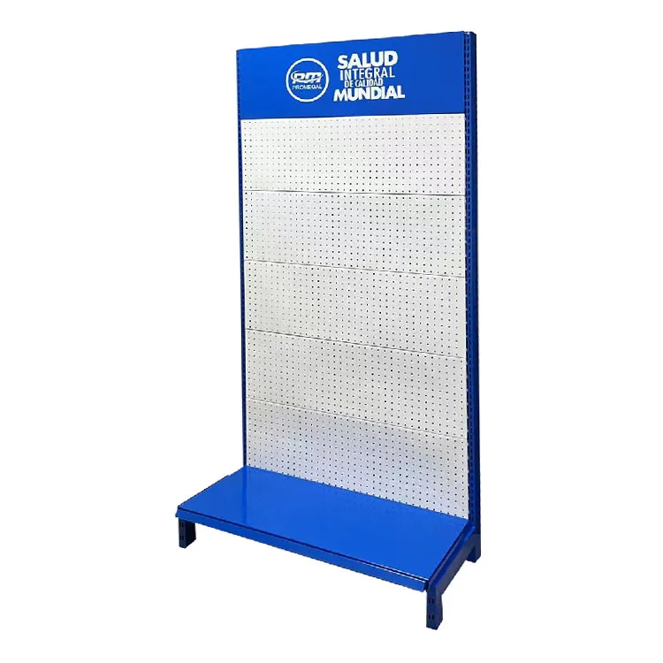 Xingye Factory Custom Size Color metal supermarket shelf perforated back plate display rack