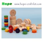 Natural color multi-colored colorful wooden wheels round wood blocks with holes