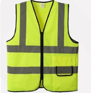 Reflective Anti Static Safety Vest With Zipper Closure Heavy Duty Lime Color