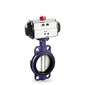 Wafer Ductile Iron PTFE Seat Butterfly Valve Air Actuator Single Acting Butterfly Valve
