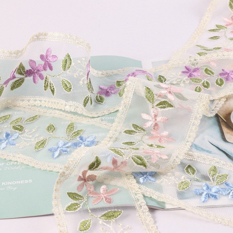 Embroidery Wired Organza Ribbon 85mm Single Face Printed Organza Ribbon