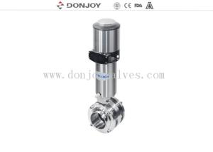 Quality double seat butterfly valves sanitary pneumatic mixproof with positioner wholesale