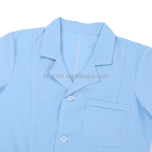 65% 35% Polyester Cotton Good And Comfortable Medical Scrubs Hospital Nurse Uniforms with Short Sleeve 3-pockets lab coat