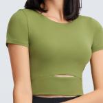 Women Slim Fit Activewear T Shirts Light Weight Naked Feeling Padded T Shirt