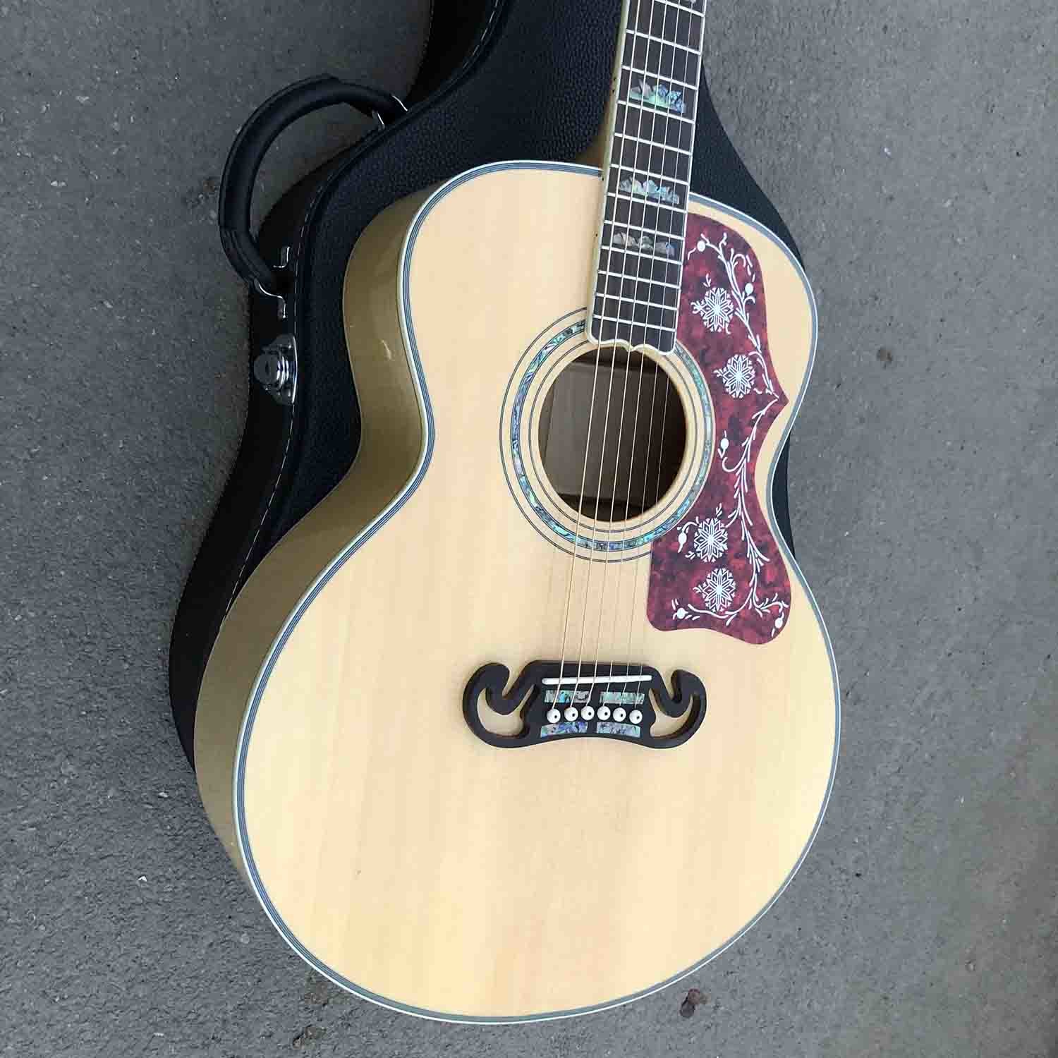 Custom Grand 43 Inch Jumbo AAAAA All Solid Wood Acoustic Guitar in Natural Color