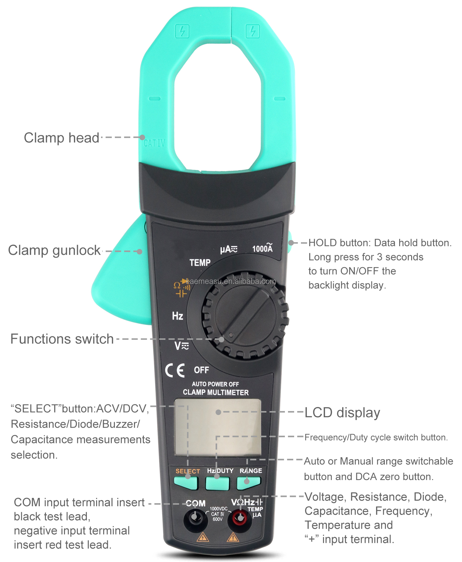 903 Multimetro 1000V 1000A Current Voltage Tester Diode Test Continuity Buzzer AC DC Digital Multimeters Leakage Clamp Meters