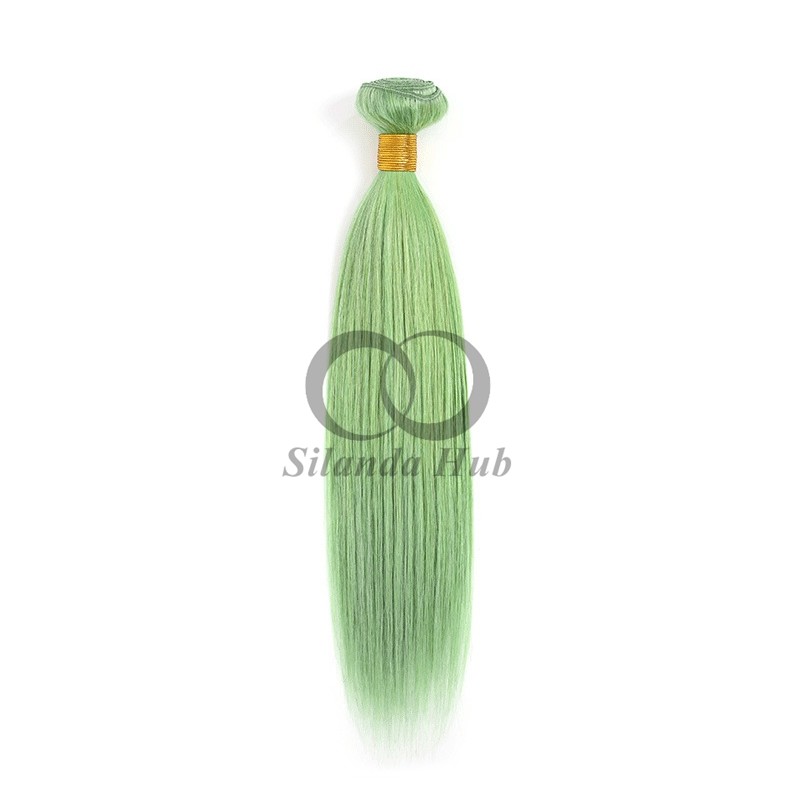 Green Straight Remy Human Hair Bundles Sew In Weave Bundles Brazilian Bundle Deals