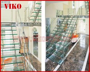 Quality Double Steel Plate Staircase VK44S Tempered GlassLED Light strip, Stringer: 5mm+5mm(Thickness), Dia 6mm Steel Cable wholesale