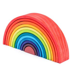Quality Arched 12pcs Pastel Stacking Rainbow Wooden Block Set 38.5cm wholesale