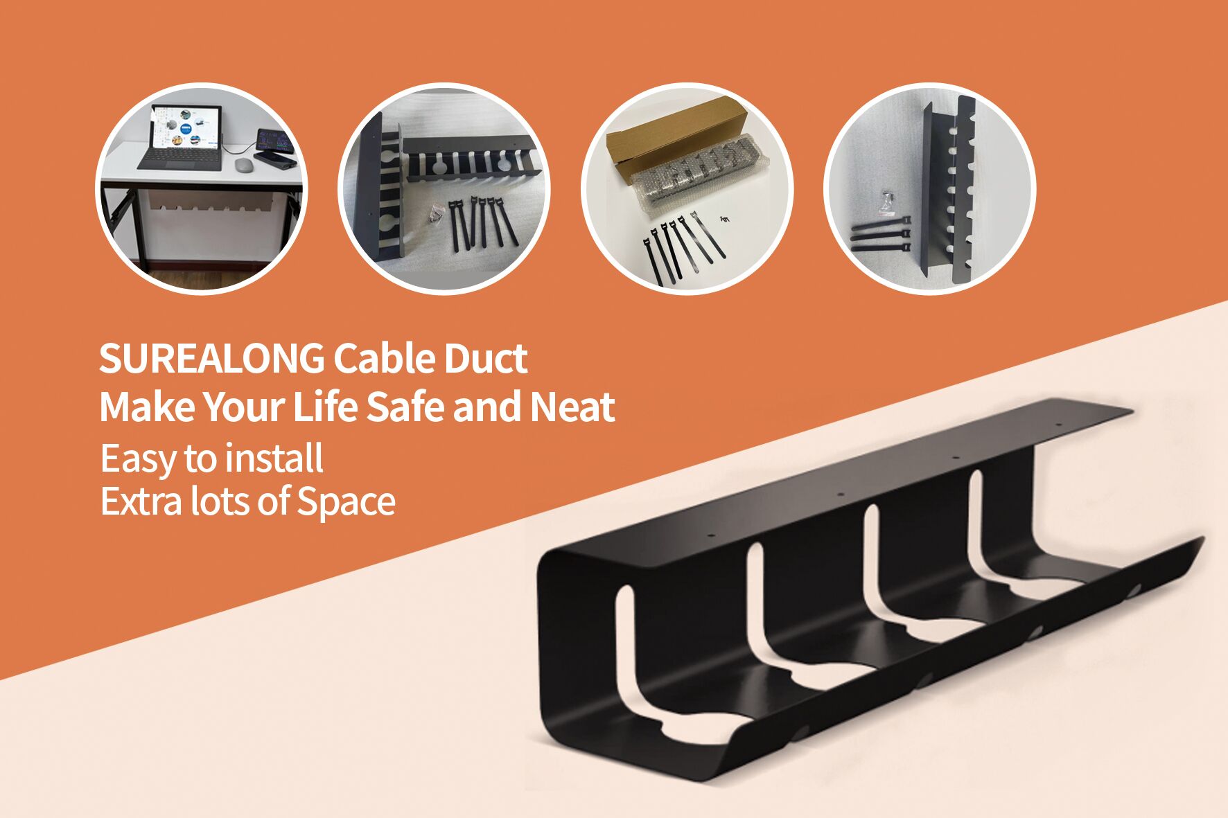 Maximize Productivity Single Tier Bolt Inserting Cable Duct for Under Table Cables