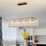 Luxury living room chandeliers blue glass hanging lamp rectangle chandelier