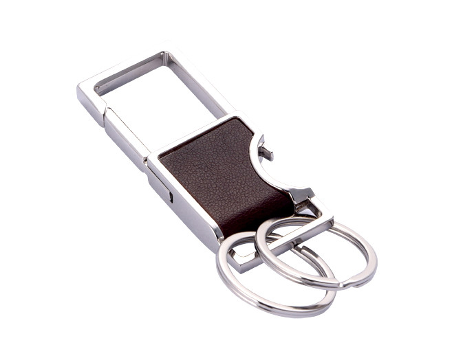 Customized Embossed Leather Keychain Holder In Polybag Packaging