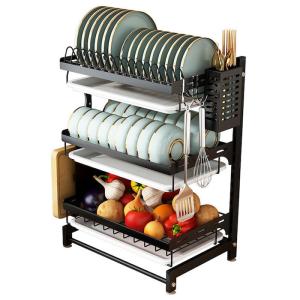Quality 412*266*555mm 3 Tier Stainless Steel Dish Drainer / Metal Dish Drying Rack wholesale