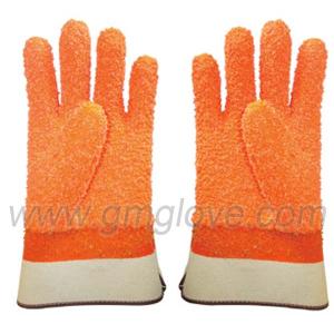 Quality Orange Fluorescent PVC Dipped Gloves,Safety Cuff wholesale
