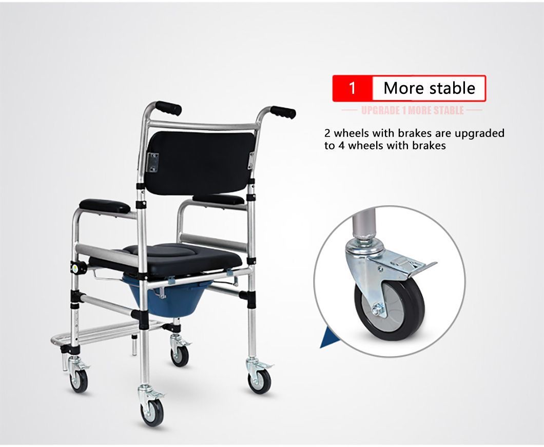 for Seniors, Heavy Duty Aluminum Toilet Wheelchair with Locking Wheels