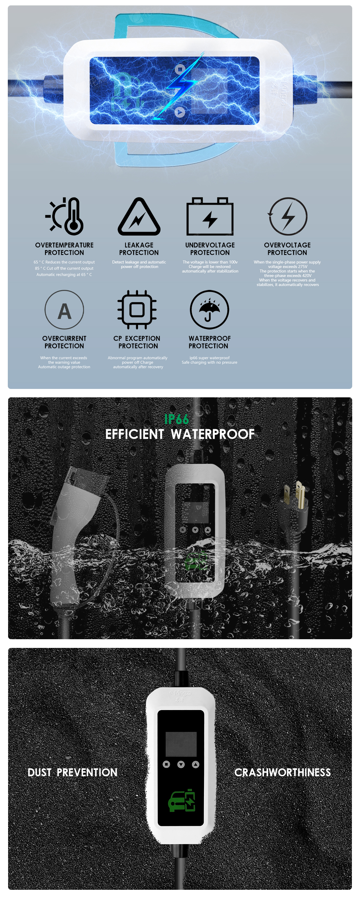 3.5KW Output Power E-mingze 1phase EV Charging Car 16A Fast Charging AC EV Charger for Type1 For Replace/Repair