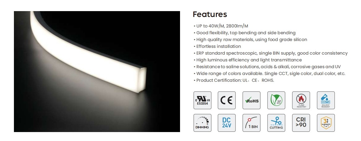 IP40 Waterproof Silicon Top Bend LED Neon Flex Light Strips Easy To Bend And Shape