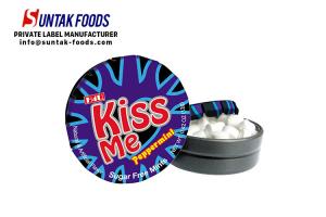 Quality No Sugar Round White Mint Candy , Peppermint Flavored Candy With Display Box wholesale