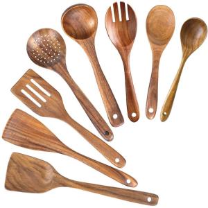 Nonstick Cooking Bamboo Kitchen Utensils Wooden Spoons Set