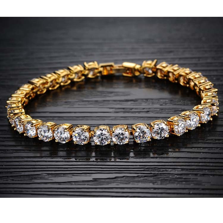 Gold Plated Cubic Zironia Tennis Bracelet Charm Women Wedding Jewelry(JKS408-Y)