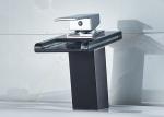 Polished Chrome LED Bathroom Sink Faucet ROVATE Waterfall Glass Spout