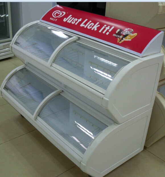 278L 2 layers upright ice cream display showcase freezer