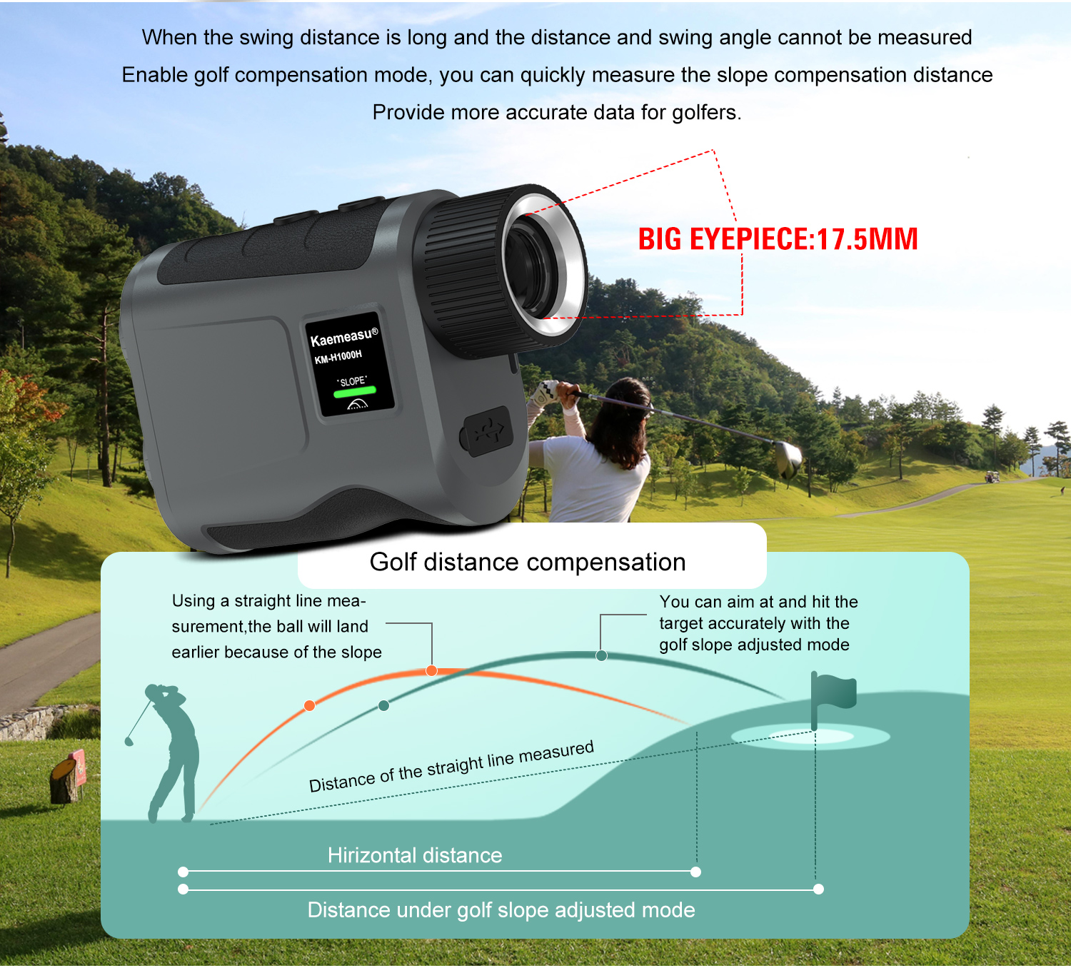7.0x Magnification H 600m ABS PVC Professional Golf Rangefinder ODM OEM Sevice with Slope Function