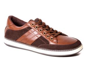 Quality Brown Classic Mens Lace Up Sneakers , ODM Men Genuine Leather Casual Shoes wholesale