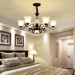 Black wrought iron chandeliers sale with Glass Lampshade (WH-CI-101)