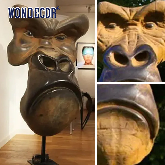 Orangutan Face Bronze Statues Sculpture Captivating