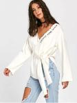 Spring Letter Pattern Long Sleeve Knitted Tip Top Women