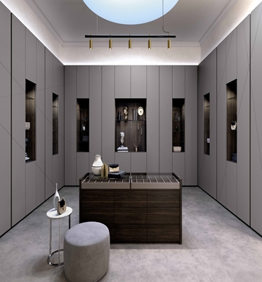 Contemporary Design Black Glass Door Panel Solid Wood Bedroom Wardrobe for Apartment