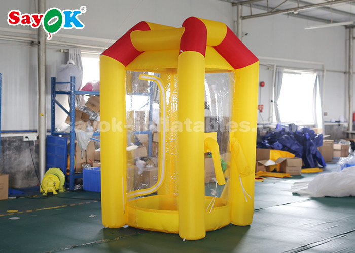 Durable Custom Inflatable Products , Yellow Inflatable Cash Booth Money Grab Machine